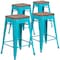 Flash Furniture Teal No Back Metal Stool, 24", PK4 4-ET-BT3503-24-CB-WD-GG - alternate 2